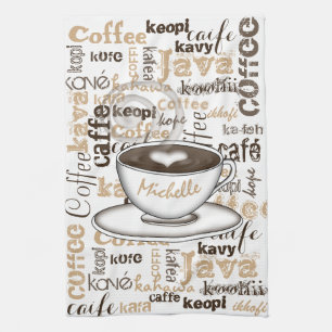 Paño De Cocina Café alrededor del nombre mundial