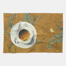 Paño De Cocina Café, amor, paz, cariño, helechos