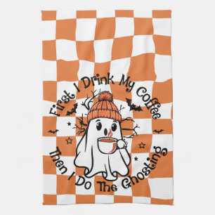 Paño De Cocina Café de fantasma lindo de Halloween de otoño