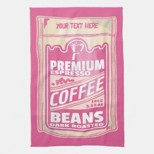 Paño De Cocina Café espresso premium frijoles de comida rosa pop