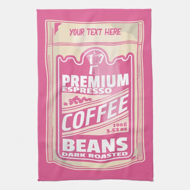 Paño De Cocina Café espresso premium frijoles de comida rosa pop  (Vertical)