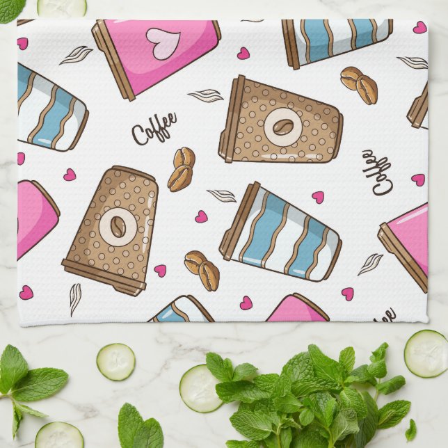 Paño De Cocina Café, Frijoles para café, corazón, amante del café (Doblado)