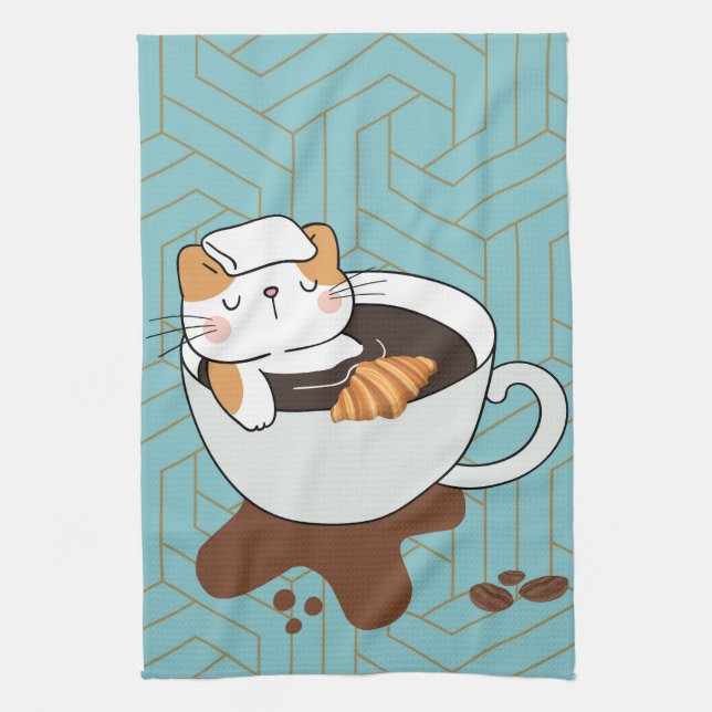Paño De Cocina Café Gato Spa (Vertical)