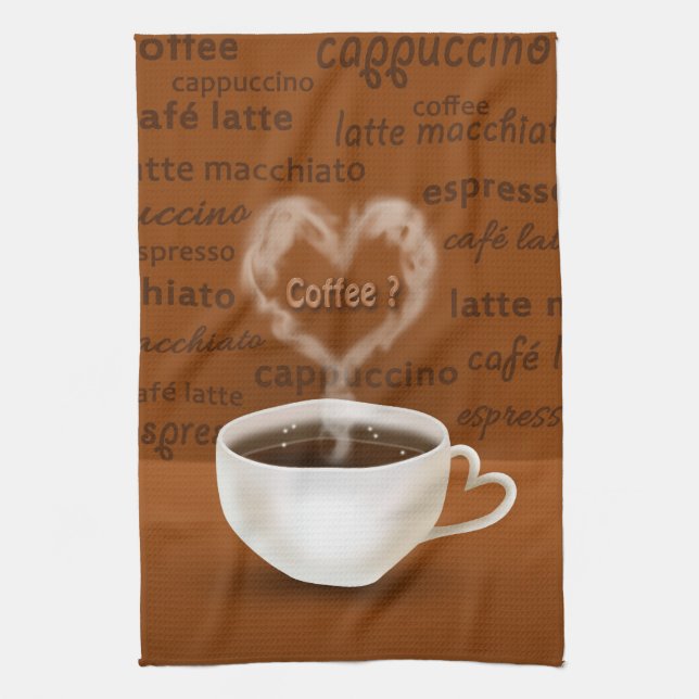 Paño De Cocina Café? Humo con forma de corazón (Vertical)