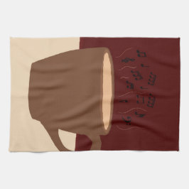 Paño De Cocina Café y música - Copa de café con vapor musical