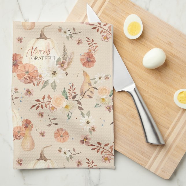 Paño De Cocina Caída Calabaza del Otoño Sale Agradecimiento Flora (Doblado Cuarto)