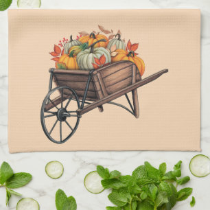 Paño De Cocina Caída de la rueda con calabazas