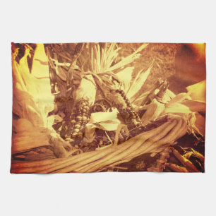 Paño De Cocina Caída del maíz indio con aspecto vintage de cesta