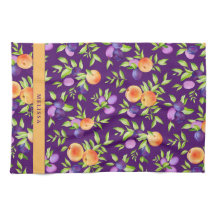 Caída Peaches Plumas Naranja Verde Morado Fruta