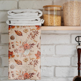 Paño De Cocina Caída retro floral elegante nombre familiar person