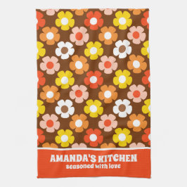 Paño De Cocina Caída Retro Flores de Otoño Patrón Marrón