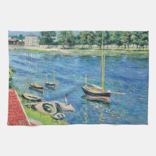 Paño De Cocina Caillebotte - Sena en Argenteuil, Barcos de ancla