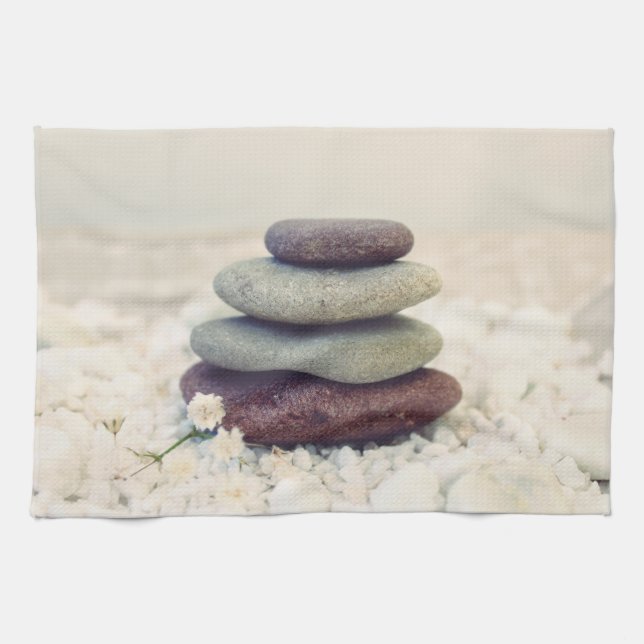 Paño De Cocina Cairn meditativo de piedras apiladas (Horizontal)