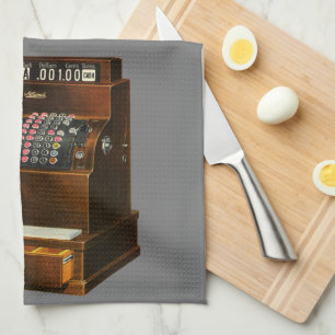 Paño De Cocina Caja registradora antigua, negocio minorista vinta