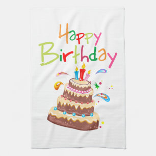 Paño De Cocina Cake Happy Birday