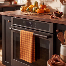 Paño De Cocina Calabaza Clásica de Otoño Gingham Cuadros