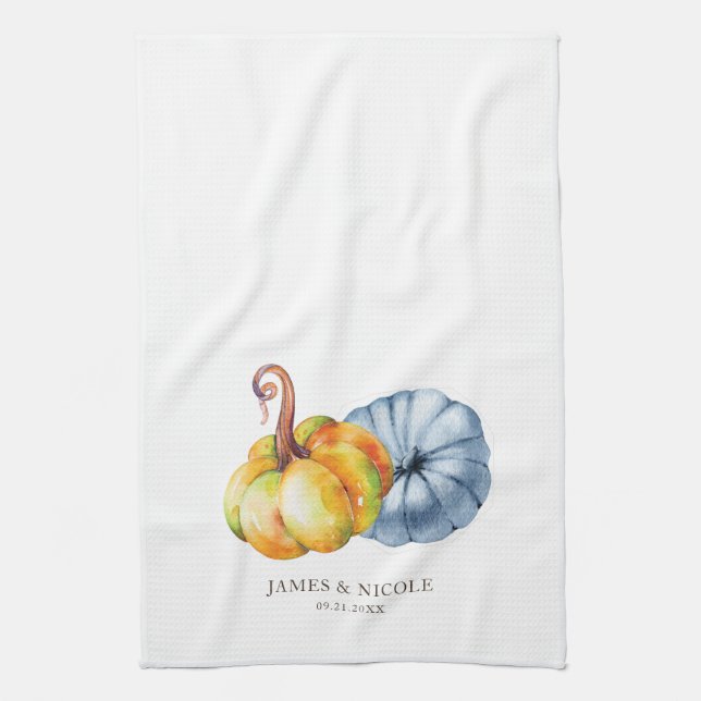 Paño De Cocina Calabaza de Acción de Gracias Acuarela personaliza (Vertical)