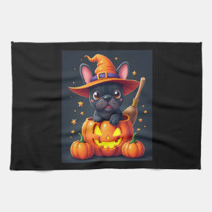 Paño De Cocina Calabaza de calabaza de Bulldog francés Halloween 