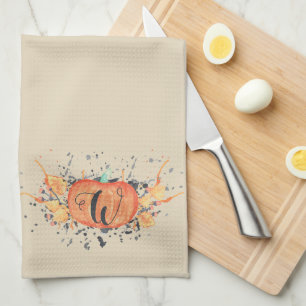 Paño De Cocina Calabaza de encargo de la acuarela del monograma