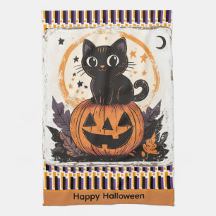 Paño De Cocina Calabaza de gato lindo de Halloween