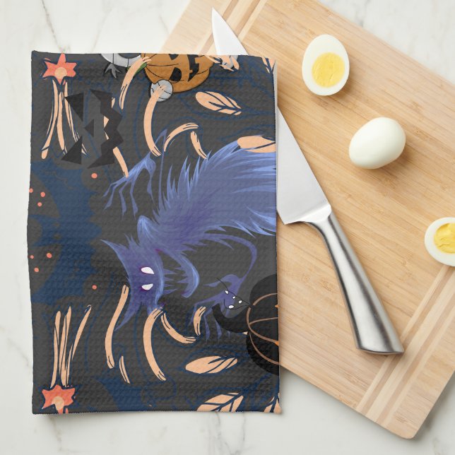 Paño De Cocina Calabaza de ghouls de halloween retro Mikitiez (Doblado Cuarto)