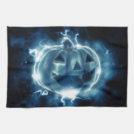 Paño De Cocina calabaza de Halloween bajo la lluvia