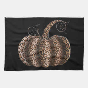 Paño De Cocina Calabaza de Halloween Cuadro Leopardo Otoño Día de