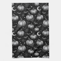 Calabaza de Halloween en blanco y negro, murciélag