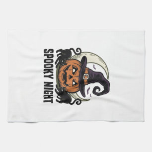 Paño De Cocina Calabaza de Halloween Gato Bruja Sombrero Camiseta