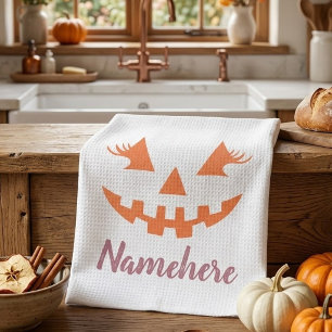 Paño De Cocina Calabaza de Halloween personalizada femenina Jack