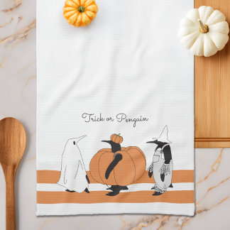 Paño De Cocina Calabaza De Pingüino Divertido Personalizado De Ha