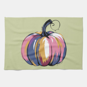 Paño De Cocina Calabaza Divertida de Leopardo Halloween Otoño 