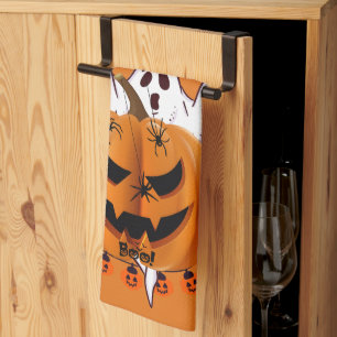 Paño De Cocina Calabaza espeluznante de Halloween con fantasma y