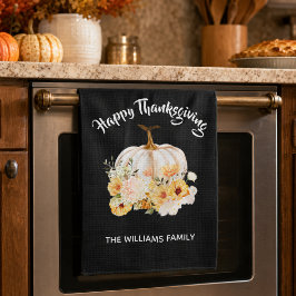 Paño De Cocina Calabaza floral personalizada Feliz Día de Acción