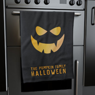 Paño De Cocina Calabaza Halloween Naranja negro Jack O Lantern