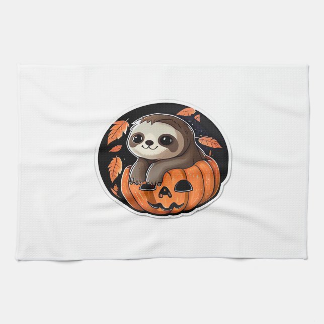 Paño De Cocina calabaza lenta Halloween pegatina camiseta sobredi (Horizontal)