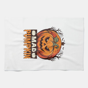 Paño De Cocina Calabaza Loca Diseño de Grabado Antiguo de Hallowe