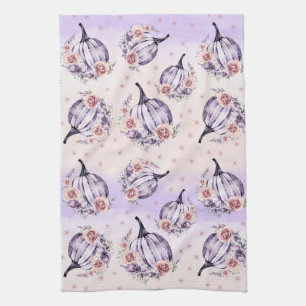 Paño De Cocina Calabaza morada lindo floral otoño flores otoño 