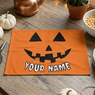 Paño De Cocina Calabaza Naranja Personalizada de Halloween con Tu