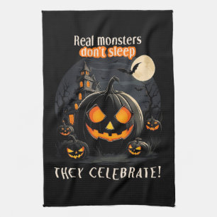 Paño De Cocina Calabaza negra de Halloween