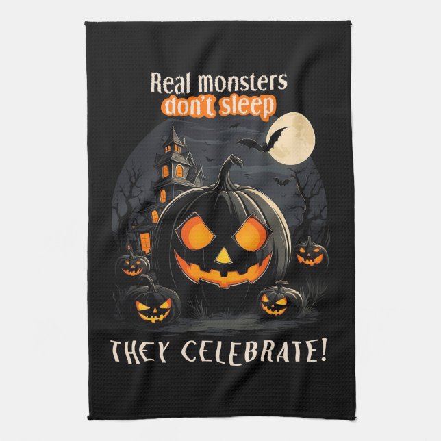 Paño De Cocina Calabaza negra de Halloween (Vertical)