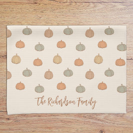 Paño De Cocina Calabaza Neutral Boho Beige Halloween Otoño Nombre