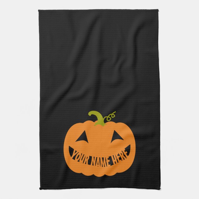 Paño De Cocina Calabaza personalizada de Halloween (Vertical)