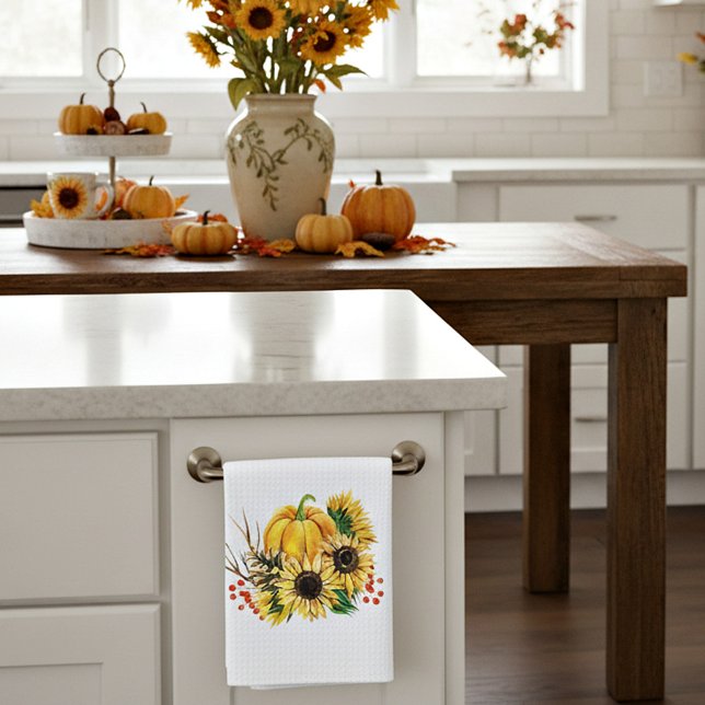 Paño De Cocina Calabaza y girasoles otoño (Subido por el creador)