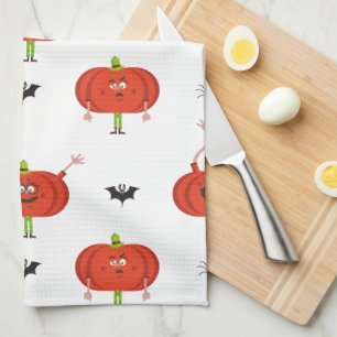 Paño De Cocina Calabazas de halloween, patrón de araña y murciéla