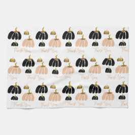 Paño De Cocina Calabazas estilizadas en negro, blanco Rubor y oro