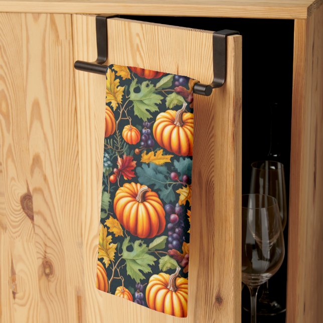 Paño De Cocina Calabazas grandes y pequeñas caídas (Pliegue de tercios)