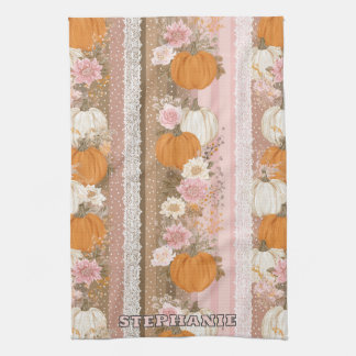 Paño De Cocina Calabazas otoñales y patrón sin foco floral