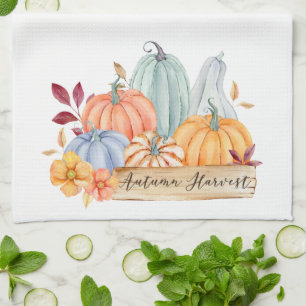 Paño De Cocina Calabazas verdes de la cosecha otoñal otoño