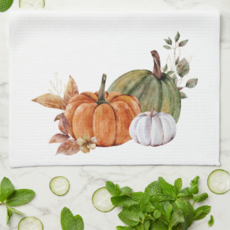 Paño De Cocina Calabazas verdes del Naranja del otoño